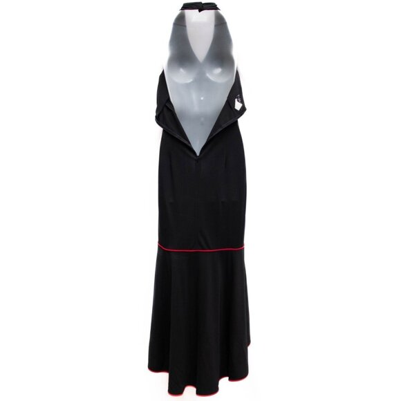 Vtg Niki Tango Dress 10 Halter Ruffled Tiered Hi Lo Black Red Salsa Ballroom USA - Picture 6 of 8